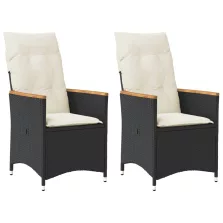   vidaXL 2 db fekete polyrattan dönthető kerti szék párnával