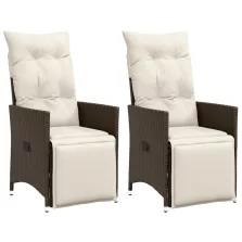   vidaXL 2 db barna polyrattan dönthető kerti szék párnákkal