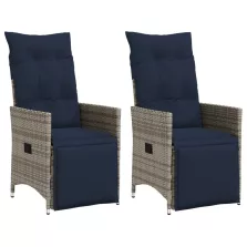   vidaXL 2 db szürke polyrattan dönthető kerti szék párnákkal