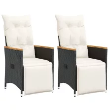   vidaXL 2 db fekete polyrattan dönthető kerti szék párnával