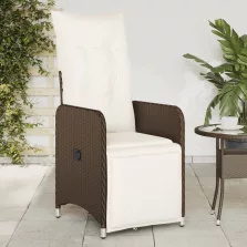   vidaXL 2 db barna polyrattan dönthető kerti szék párnákkal