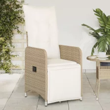   vidaXL 2 db bézs polyrattan dönthető kerti szék párnákkal