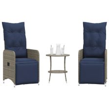   vidaXL 2 db szürke polyrattan dönthető kerti szék asztallal