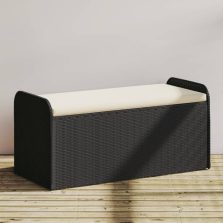   vidaXL fekete polyrattan tárolópad párnával 115 x 51 x 52 cm