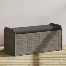   vidaXL szürke polyrattan tárolópad párnával 115 x 51 x 52 cm