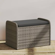   vidaXL szürke polyrattan tárolópad párnával 80 x 51 x 52 cm