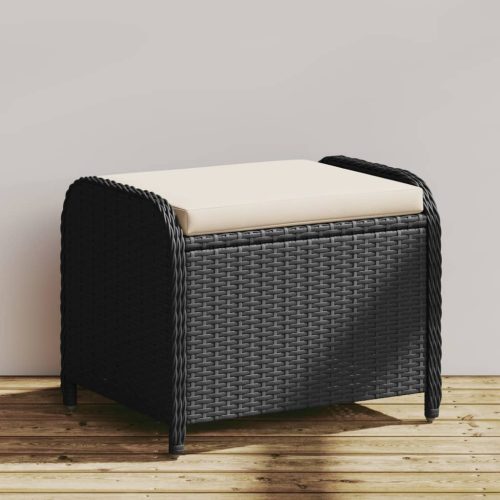 vidaXL fekete polyrattan kerti szék párnával 58 x 46 x 46 cm