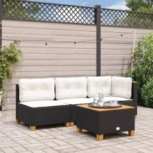   vidaXL fekete polyrattan és akácfa kerti asztal 55 x 55 x 36 cm