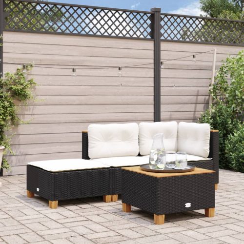 vidaXL fekete polyrattan kerti szék párnával 63,5 x 56 x 32 cm