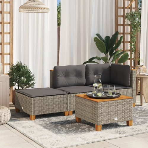 vidaXL szürke polyrattan kerti ülőke párnával 63,5 x 56 x 32 cm