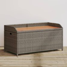   vidaXL szürke polyrattan és akácfa tárolópad 100 x 50 x 52 cm