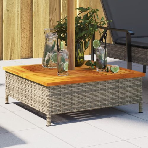 vidaXL szürke polyrattan és akácfa napernyőtalp-burkolat 70x70x25 cm