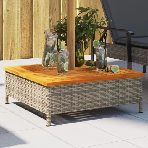 vidaXL szürke polyrattan és akácfa napernyőtalp-burkolat 70x70x25 cm