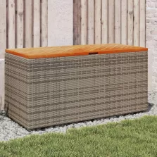   vidaXL szürke polyrattan és akácfa kerti tárolóláda 110 x 50 x 54 cm