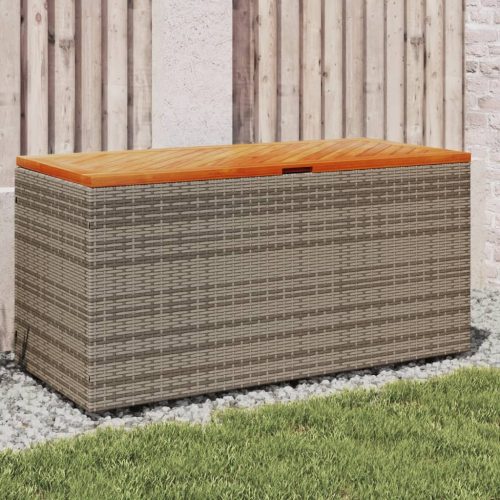 vidaXL szürke polyrattan és akácfa kerti tárolóláda 110 x 50 x 54 cm