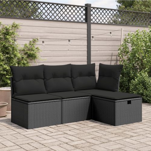 vidaXL fekete polyrattan kerti szék párnával 55 x 55 x 37 cm