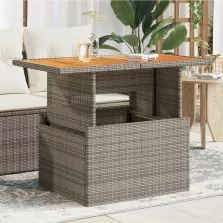   vidaXL szürke polyrattan és akácfa kerti asztal 100 x 55 x 73 cm