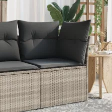   vidaXL világosszürke polyrattan kerti sarokkanapé párnával