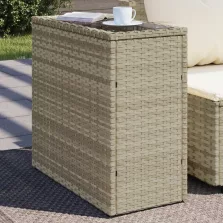   vidaXLvilágosszürke polyrattan kerti kisasztal üveg lappal58x27,5x55cm