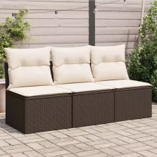   vidaXL 3 személyes barna polyrattan kerti kanapé párnával