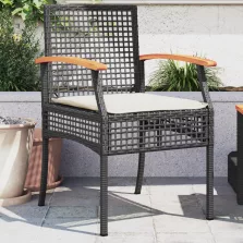   vidaXL 2 db fekete polyrattan és akácfa kerti szék párnákkal