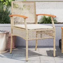  vidaXL 2 db bézs polyrattan és akácfa kerti szék párnákkal