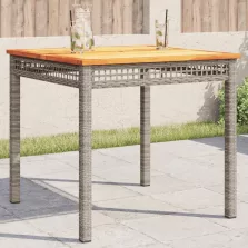   vidaXL szürke polyrattan és akácfa kerti asztal 80 x 80 x 74 cm
