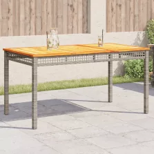   vidaXL szürke polyrattan és akácfa kerti asztal 140 x 80 x 75 cm