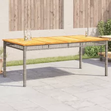   vidaXL szürke polyrattan és akácfa kerti asztal 180 x 90 x 75 cm