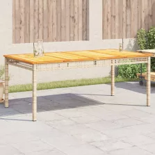   vidaXL bézs polyrattan és akácfa kerti asztal 180 x 90 x 75 cm