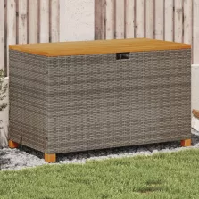   vidaXL szürke polyrattan és akácfa kerti tárolóláda 110 x 55 x 63 cm