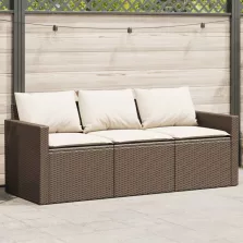   vidaXL 3 személyes barna polyrattan kerti kanapé párnával