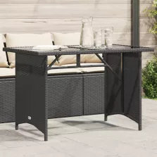   vidaXL fekete polyrattan üveglapos kerti asztal 110x68x70 cm