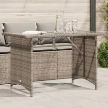   vidaXL szürke polyrattan üveglapos kerti asztal 110x68x70 cm
