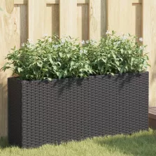   vidaXL fekete polyrattan kerti ültetőláda 2 cseréppel 90x20x40 cm