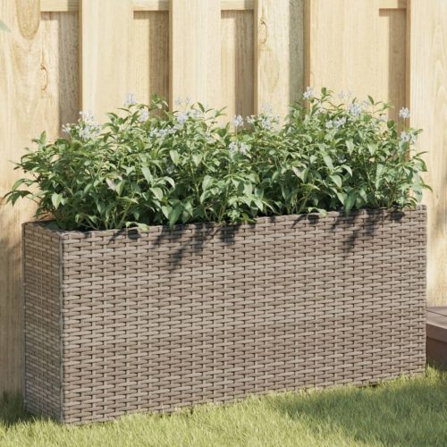 vidaXL szürke polyrattan kerti ültetőláda 2 cseréppel 90x20x40 cm