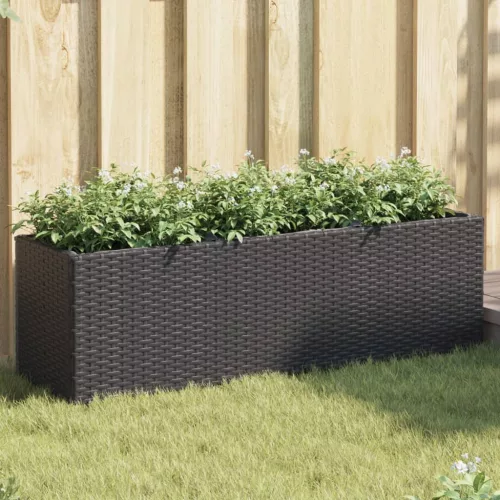vidaXL fekete polyrattan kerti ültetőláda 3 cseréppel 105x30x32 cm