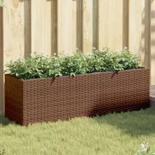   vidaXL barna polyrattan kerti ültetőláda 3 cseréppel 105x30x32 cm