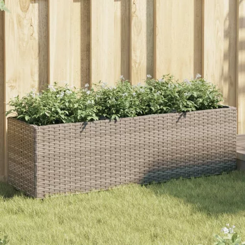 vidaXL szürke polyrattan kerti ültetőláda 3 cseréppel 105x30x32 cm