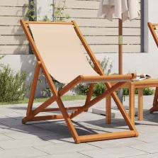   vidaXL bézs tömör eukaliptuszfa és szövet összecsukható strandszék