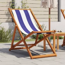   vidaXL kék és fehér eukaliptuszfa és szövet összecsukható strandszék