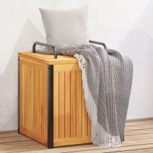   vidaXL tömör akácfa és acél kültéri párnatartó láda 45 x 45 x 45/53 cm