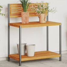   vidaXL tömör akácfa és acél kerti munkaasztal 90 x 50 x 110 cm