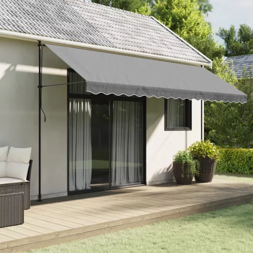 vidaXL antracitszürke csíkos pótszövet napellenzőszegélyhez 4,5 m