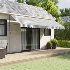   vidaXL antracitszürke fehér csíkos pótszövet napellenzőszegélyhez 5 m