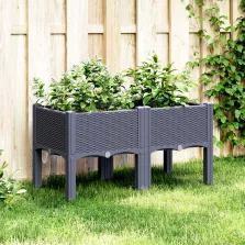   vidaXL kékszürke PP rácsos kerti ültetőláda 80 x 40 x 42 cm