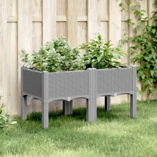  vidaXL világosszürke PP rácsos kerti ültetőláda 80 x 40 x 42 cm