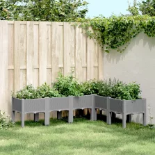   vidaXL világosszürke PP rácsos kerti ültetőláda 160 x 120 x 42 cm