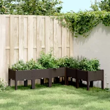   vidaXL barna PP rácsos kerti ültetőláda 160 x 120 x 42 cm