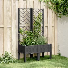   vidaXL fekete polipropilén rácsos kerti ültetőláda 80 x 40 x 142 cm